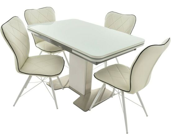 Обеденная группа (Стол Тайбэй OPTI и 4 стула Риоха), цвет белый, изображение 2 | Интернет магазин мебели и декора LifeDekor