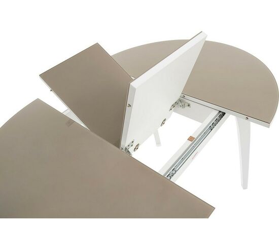 Стол «Ривьера» круг стекло капучино, каркас белый, изображение 6 | Интернет магазин мебели и декора LifeDekor