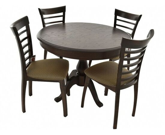Обеденная группа (Стол Фабрицио-1 D100 и 4 стула Бурбон), орех темный | Интернет магазин мебели и декора LifeDekor