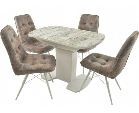 Обеденная группа (Стол Корсика Дерево светлое и 4 стула Бордо), белый | Интернет магазин мебели и декора LifeDekor