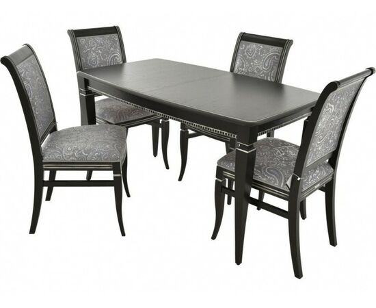 Обеденная группа (Стол Сибарит и 4 стула Сибарит-2), черный с серебром | Интернет магазин мебели и декора LifeDekor