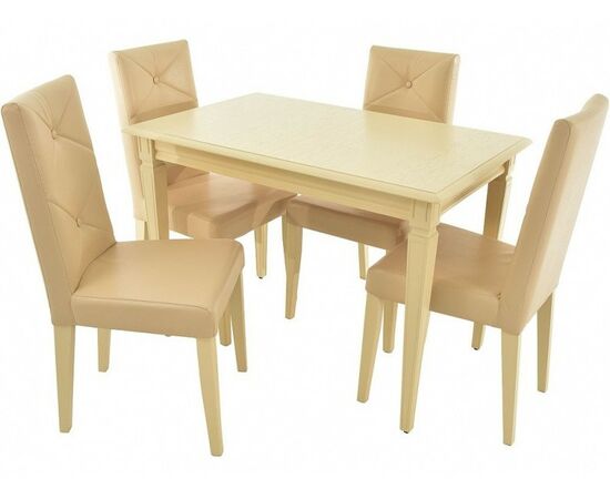 Обеденная группа (Стол Сиена и 4 стула Помпей ромб), слоновая кость | Интернет магазин мебели и декора LifeDekor