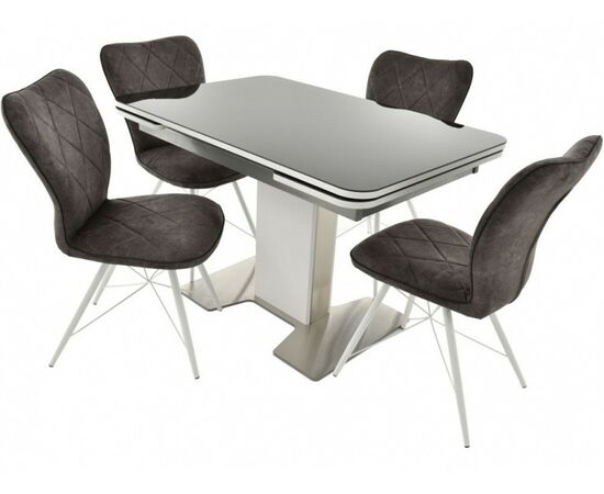 Обеденная группа (Стол Тайбэй и 4 стула Риоха), стекло черный | Интернет магазин мебели и декора LifeDekor