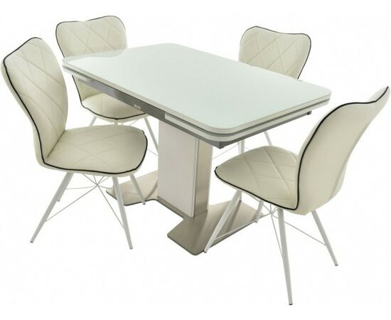 Обеденная группа (Стол Тайбэй OPTI и 4 стула Риоха), цвет белый | Интернет магазин мебели и декора LifeDekor