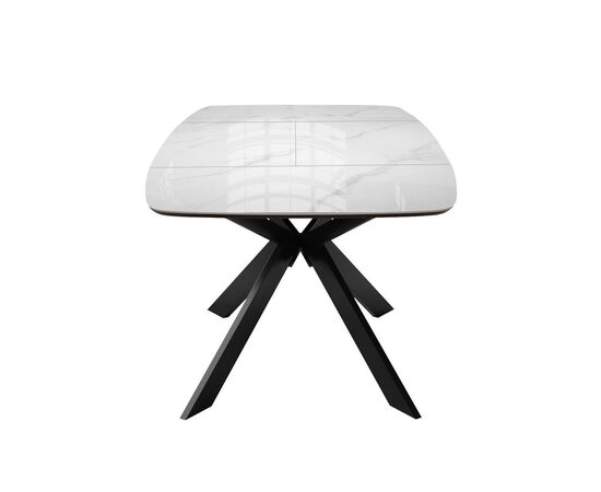 Стол DikLine BK140 керамика Carrara Gloss (мрамор глянец белый), подстолье черное, опоры черные, изображение 2 | Интернет магазин мебели и декора LifeDekor