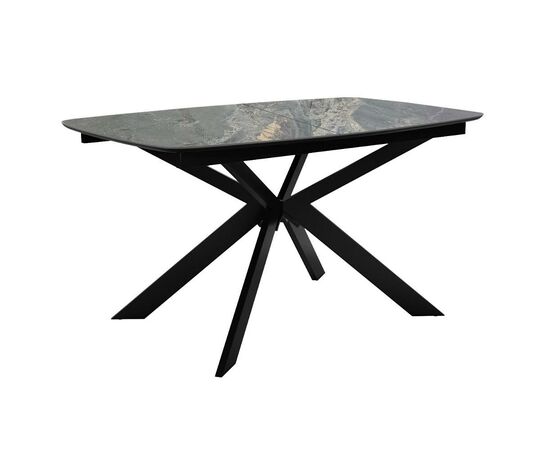 Стол DikLine BK140 керамика Nebula Gold (мрамор глянец серый), подстолье черное, опоры черные | Интернет магазин мебели и декора LifeDekor