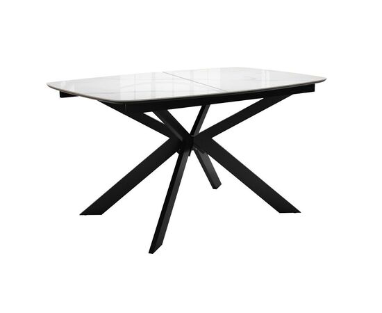 Стол DikLine BK140 керамика Carrara Gloss (мрамор глянец белый), подстолье черное, опоры черные | Интернет магазин мебели и декора LifeDekor