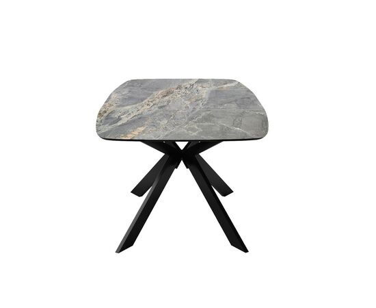 Стол DikLine BK140 керамика Nebula Gold (мрамор глянец серый), подстолье черное, опоры черные, изображение 3 | Интернет магазин мебели и декора LifeDekor