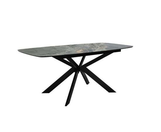 Стол DikLine BK140 керамика Nebula Gold (мрамор глянец серый), подстолье черное, опоры черные, изображение 4 | Интернет магазин мебели и декора LifeDekor