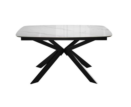 Стол DikLine BK140 керамика Carrara Gloss (мрамор глянец белый), подстолье черное, опоры черные, изображение 4 | Интернет магазин мебели и декора LifeDekor