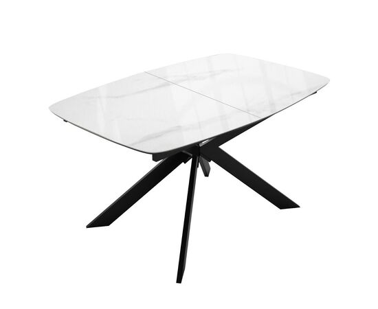 Стол DikLine BK140 керамика Carrara Gloss (мрамор глянец белый), подстолье черное, опоры черные, изображение 5 | Интернет магазин мебели и декора LifeDekor