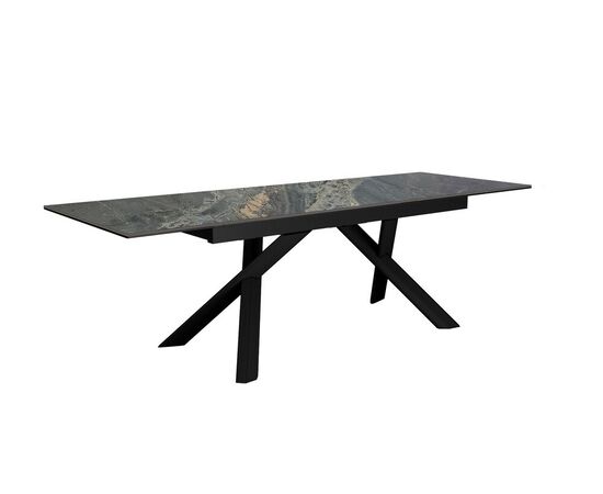 Стол DikLine DKX140 керамика Nebula Gold (мрамор глянец серый), подстолье черное, опоры черные (2уп.), изображение 2 | Интернет магазин мебели и декора LifeDekor