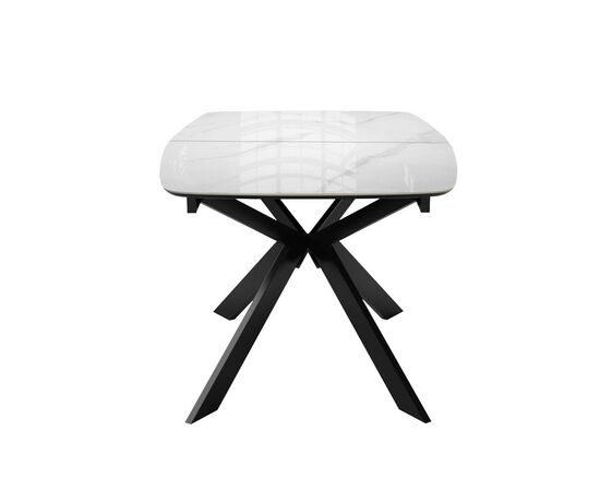 Стол DikLine BK140 керамика Carrara Gloss (мрамор глянец белый), подстолье черное, опоры черные, изображение 3 | Интернет магазин мебели и декора LifeDekor