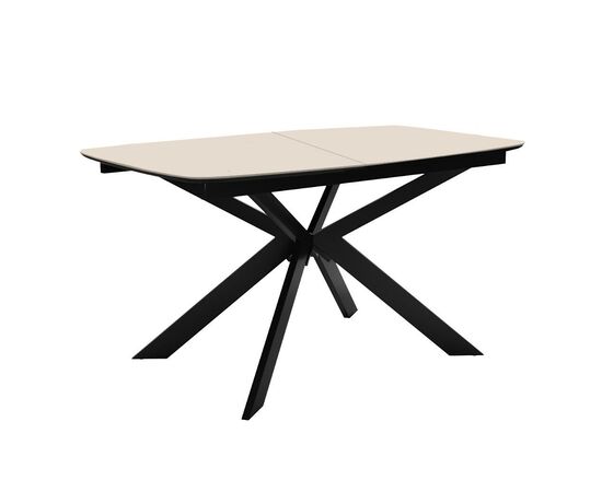 Стол DikLine BK140 керамика Krater Perla (бежевый матовый), подстолье черное, опоры черные | Интернет магазин мебели и декора LifeDekor