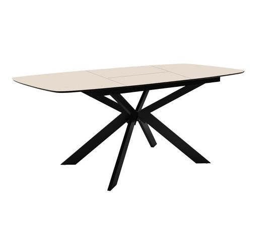 Стол DikLine BK140 керамика Krater Perla (бежевый матовый), подстолье черное, опоры черные, изображение 5 | Интернет магазин мебели и декора LifeDekor