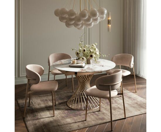 Стол круглый раскладной Лава (120+30+30), керамика глянцевая Top Pandora / опора золото | Интернет магазин мебели и декора LifeDekor