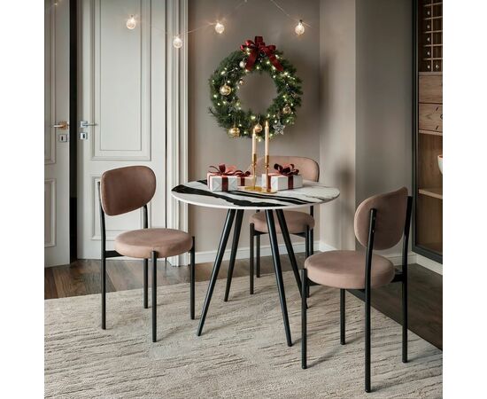 Стол круглый Ник 90, керамика глянцевая Panda White | Интернет магазин мебели и декора LifeDekor