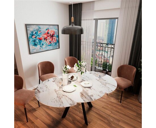 Стол круглый раскладной Орион (120+30+30), керамика глянцевая Pandora | Интернет магазин мебели и декора LifeDekor