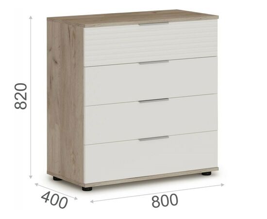 Комод «Джулия» 4ящ, Крафт серый/белый глянец, изображение 3 | Интернет магазин мебели и декора LifeDekor
