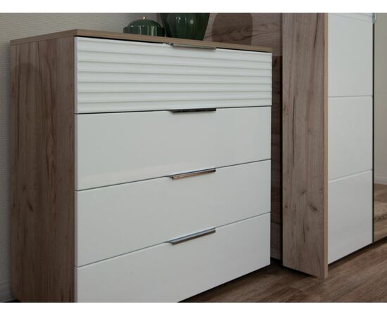 Комод «Джулия» 4ящ, Крафт серый/белый глянец, изображение 4 | Интернет магазин мебели и декора LifeDekor