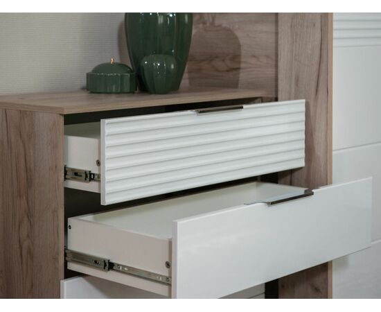 Комод «Джулия» 4ящ, Крафт серый/белый глянец, изображение 6 | Интернет магазин мебели и декора LifeDekor