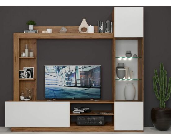 Стенка «Флекс», Дуб Крафт золотой/белый, изображение 2 | Интернет магазин мебели и декора LifeDekor