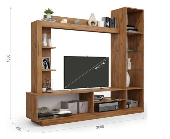 Стенка «Флекс», Дуб Крафт золотой/белый, изображение 6 | Интернет магазин мебели и декора LifeDekor