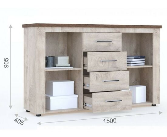 Комод «Мэдисон» 2д4ящ, Дуб эндгрейн/дуб экспрессив бронзовый, изображение 3 | Интернет магазин мебели и декора LifeDekor