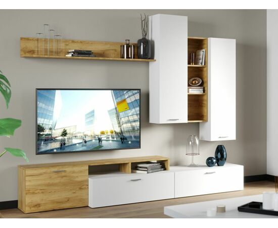 Стенка «Невио-1», Дуб крафт золотой/белый, изображение 3 | Интернет магазин мебели и декора LifeDekor