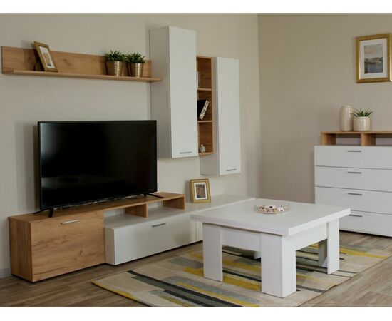 Стенка «Невио-1», Дуб крафт золотой/белый, изображение 4 | Интернет магазин мебели и декора LifeDekor