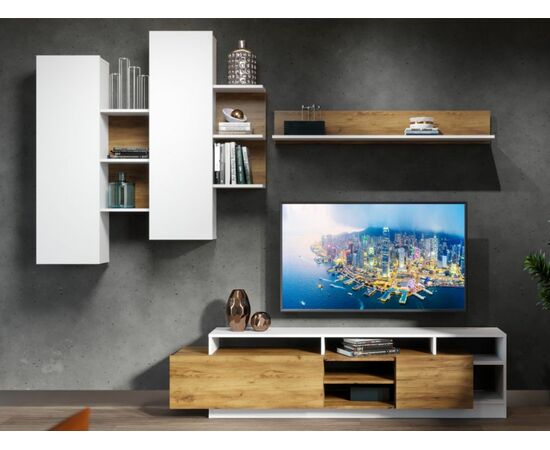 Стенка «Невио-2», Дуб крафт золотой/белый, изображение 2 | Интернет магазин мебели и декора LifeDekor