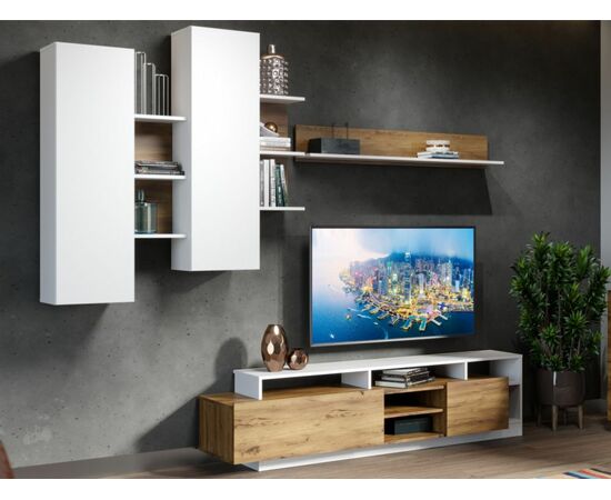 Стенка «Невио-2», Дуб крафт золотой/белый, изображение 3 | Интернет магазин мебели и декора LifeDekor