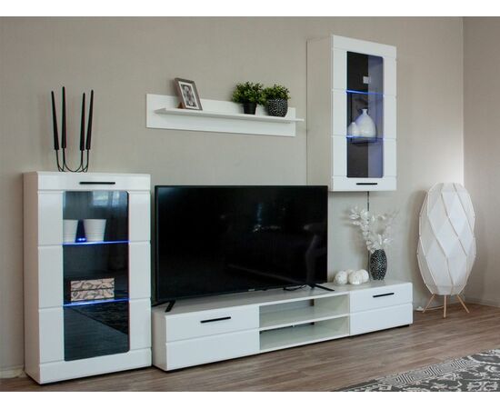 Стенка «Рио-1», Белый жемчуг/белый глянец, изображение 7 | Интернет магазин мебели и декора LifeDekor