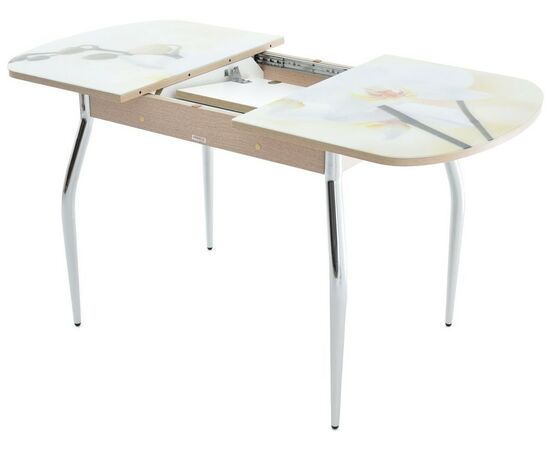 Стол «Ривьера» фотопечать Цветы-5, хром, изображение 3 | Интернет магазин мебели и декора LifeDekor