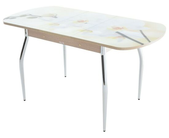 Стол «Ривьера» фотопечать Цветы-5, хром, изображение 4 | Интернет магазин мебели и декора LifeDekor