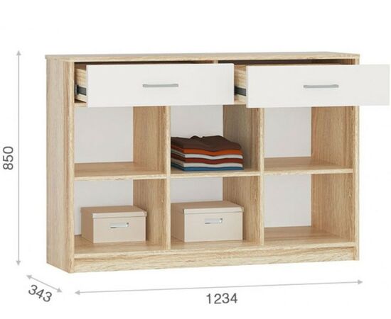 Комод «Стелс» 3д2ящ, Дуб сонома/белый, изображение 3 | Интернет магазин мебели и декора LifeDekor