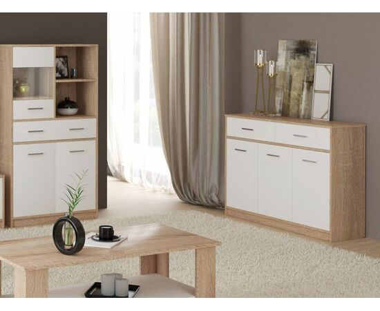 Комод «Стелс» 1в2д1ящ, Дуб сонома/белый, изображение 5 | Интернет магазин мебели и декора LifeDekor