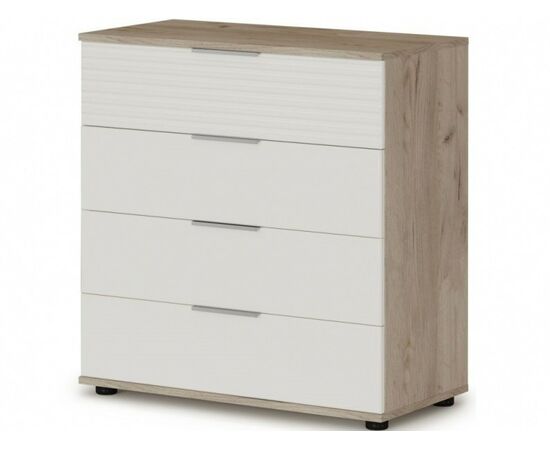 Комод «Джулия» 4ящ, Крафт серый/белый глянец | Интернет магазин мебели и декора LifeDekor