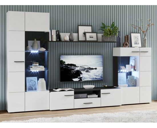 Стенка «Невада», Морское дерево/белый глянец | Интернет магазин мебели и декора LifeDekor