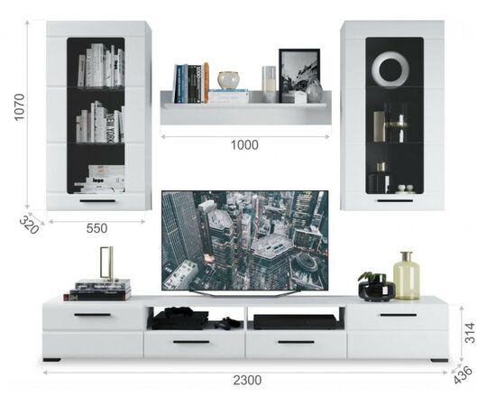 Стенка «Рио-2», Белый жемчуг/белый глянец, изображение 7 | Интернет магазин мебели и декора LifeDekor