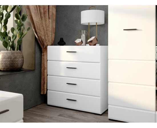 Комод «Йорк» 4ящ, Белый/белый глянец, изображение 4 | Интернет магазин мебели и декора LifeDekor