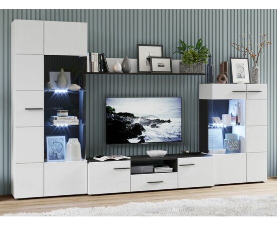 Стенка «Невада», Морское дерево/белый глянец, изображение 2 | Интернет магазин мебели и декора LifeDekor