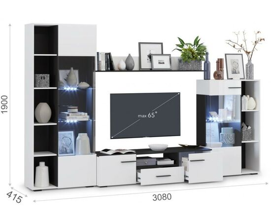 Стенка «Невада», Морское дерево/белый глянец, изображение 7 | Интернет магазин мебели и декора LifeDekor