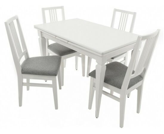 Обеденная группа (Стол Греция и 4 стула Никас), эмаль белая | Интернет магазин мебели и декора LifeDekor
