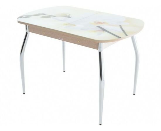 Стол «Ривьера» фотопечать Цветы-5, хром | Интернет магазин мебели и декора LifeDekor