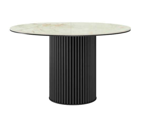 Стол DikLine AKRR120 Керамика глянец Ostra Bianco (мрамор глянец белый)/подстолье черное/опоры черные (2 уп.) | Интернет магазин мебели и декора LifeDekor