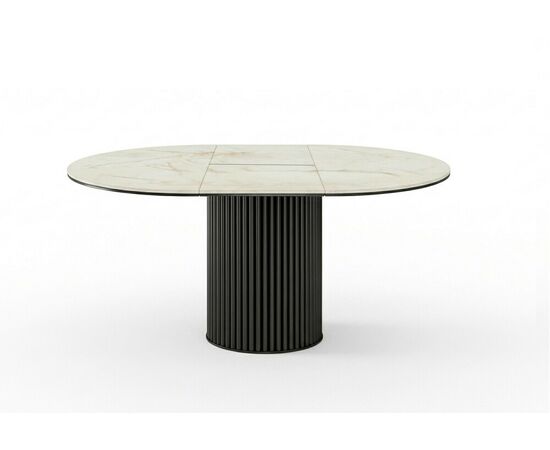 Стол DikLine AKRR120 Керамика глянец Ostra Bianco (мрамор глянец белый)/подстолье черное/опоры черные (2 уп.), изображение 2 | Интернет магазин мебели и декора LifeDekor