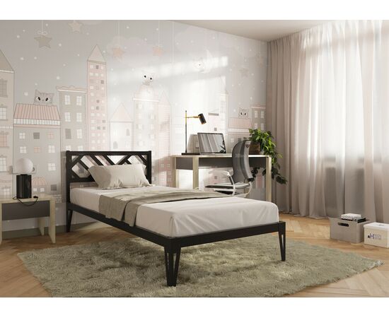 Кровать КМД 47 АЙРИС 900, черный, изображение 5 | Интернет магазин мебели и декора LifeDekor