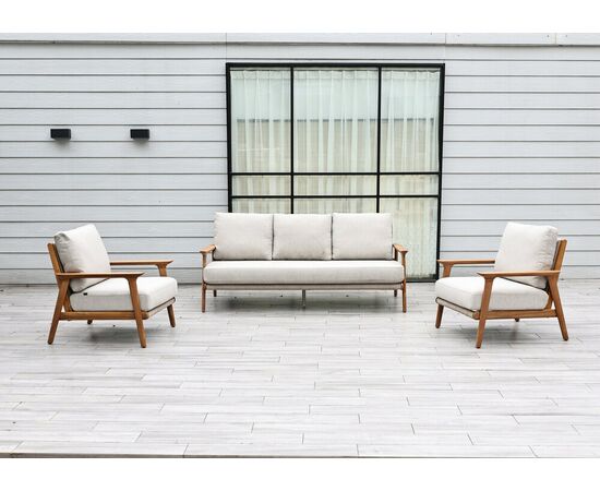 "Копенгаген" лаунж-зона 5-местная плетеная из роупа, каркас тик, цвет бежевый, изображение 2 | Интернет магазин мебели и декора LifeDekor