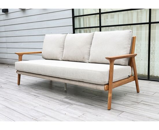 "Копенгаген" лаунж-зона 5-местная плетеная из роупа, каркас тик, цвет бежевый, изображение 3 | Интернет магазин мебели и декора LifeDekor